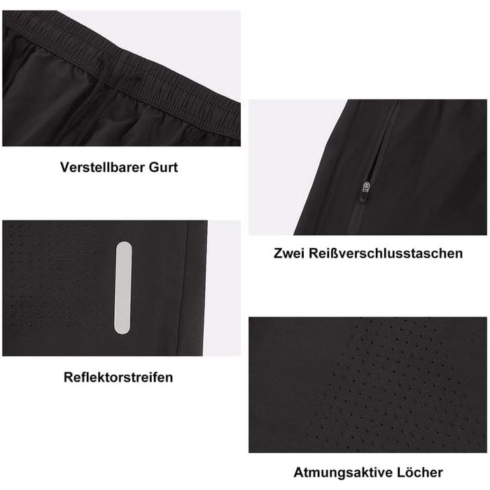 Шорти спортивні чоловічі SIHOHAN, чорні, швидковисихаючі, з кишенями на блискавці