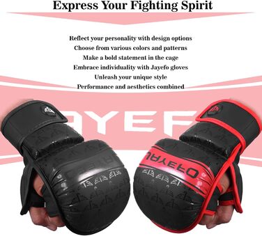 Jayefo MMA рукавички для спарингу та греплінгу з відкритою долонею, підтримка зап'ястя, універсальні для чоловіків і жінок, для MMA, боксу, муай тай, кікбоксингу