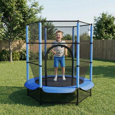 Батут для дітей LIFERUN Ø140 см з сіткою безпеки, для тренувань та розваг у саду, до 50 кг, блакитний