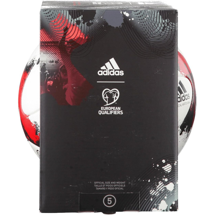 Футбольний м'яч adidas European Qualifier OMB, розмір 5, білий/червоний/чорний