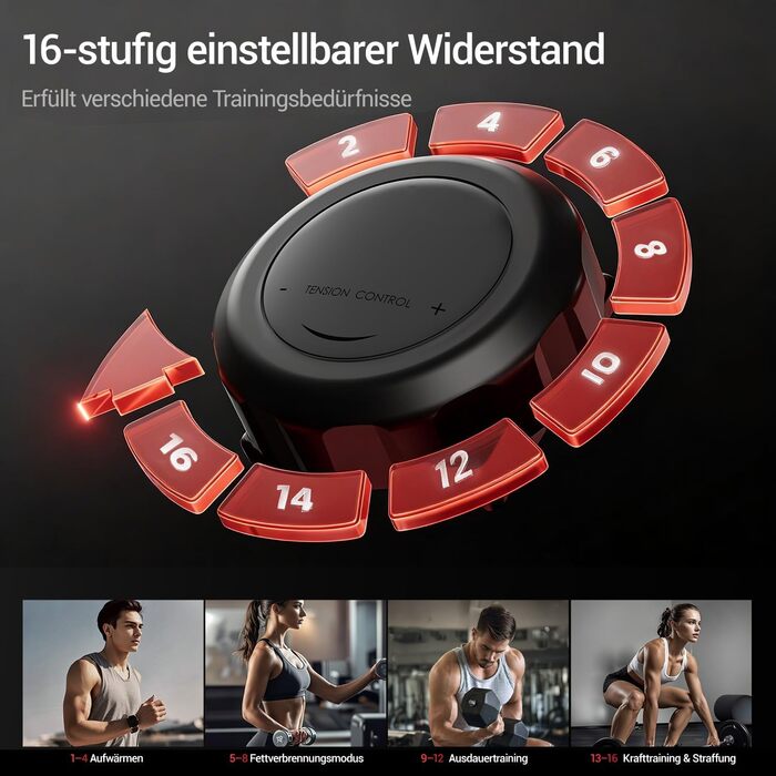 Еліптичний тренажер CURSOR для дому з 16 рівнями опору, тихий магнітний еліпс, довжина кроку 40 см, датчики пульсу, LCD-дисплей, вантажопідйомність 159 кг (Червоний-70)