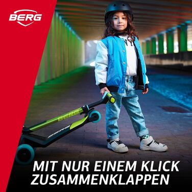 Дитячий самокат BERG Nexo складаний, регульований, для дітей 2-12 років, висота 67-83 см, з ергономічним гальмом та керуванням нахилом