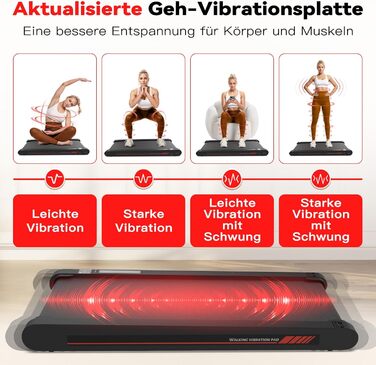 Ходувальний килимок Schwingungen з додатком, бігова доріжка для дому 6 км/год, ходувальний килимок для офісу та дистанційне керування для дому та офісу, чорний/червоний