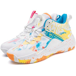 Кросівки для баскетболу та повсякденного носіння, чоловічі/жіночі, легкі, з неслизькою підошвою, рожеві/жовті, 35 EU, вузька колодка