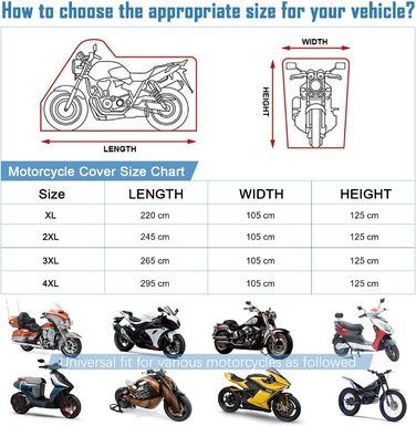 Водонепроникний чохол для мотоцикла VANSHEIM 220x105x125 см, 420D Oxford, зимовий, для скутера/моторолера