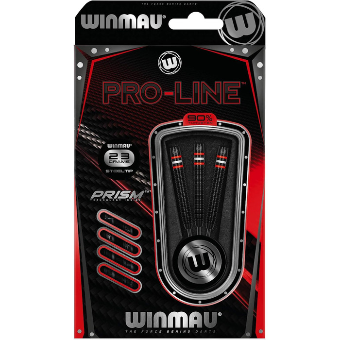 Дротики WINMAU Pro-Line Profi з вольфраму для дартсу, сталевий наконечник, комплект із перами та хвостовиками
