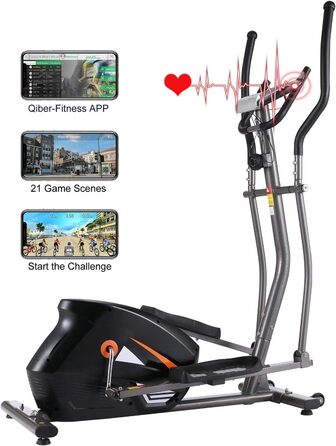 Еліптичний тренажер Profun Crosstrainer для дому, 10 рівнів навантаження, магнітний, пульсометр, LCD, додаток, маховик 7 кг