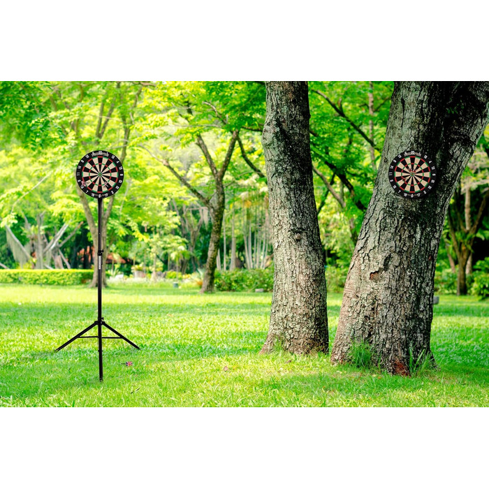 Дартс набір Stagecaptain DBS-1715C Bullseye Champion – професійна стілдардс дошка з сизалю, регульована стійка зі сталі, 6 дротиків, 4 комплекти крилець