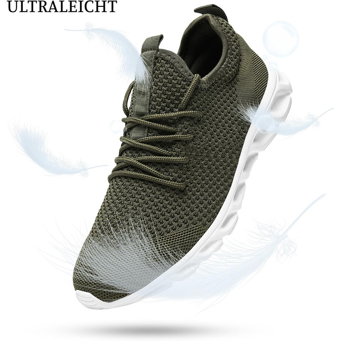 Чоловічі кросівки для бігу та фітнесу Walkingschuhe (Зелені, 47 EU) - Легкі дихаючі спортивні кросівки для вулиці, залу, тенісу, джоггінгу