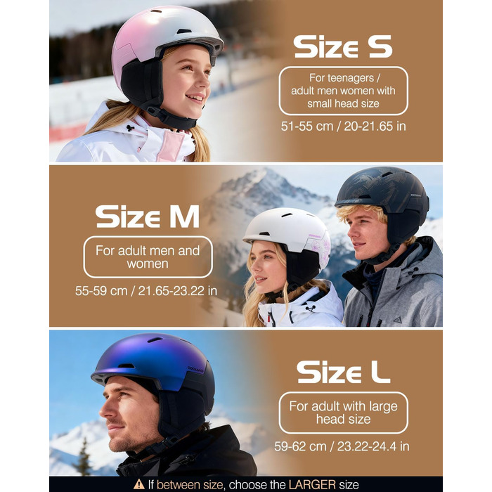 Шолом гірськолижний/сноубордичний Odoland, унісекс, кавовий, M (55-59 см)