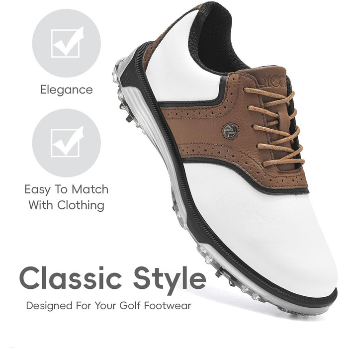 Гольф-взуття чоловіче ULTIANT водонепроникне, без шипів, класичне, зручне, коричневе, 42 EU