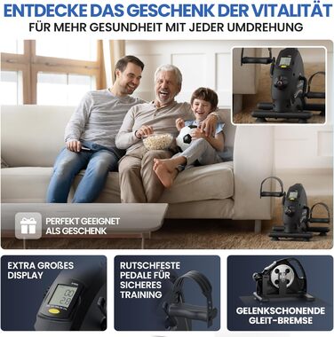 Тренажер для ніг та рук HELDENWERK Pedaltrainer Basic Set — домашній велотренажер для літніх людей та реабілітації, сертифікований TÜV/GS, з ременями та килимком