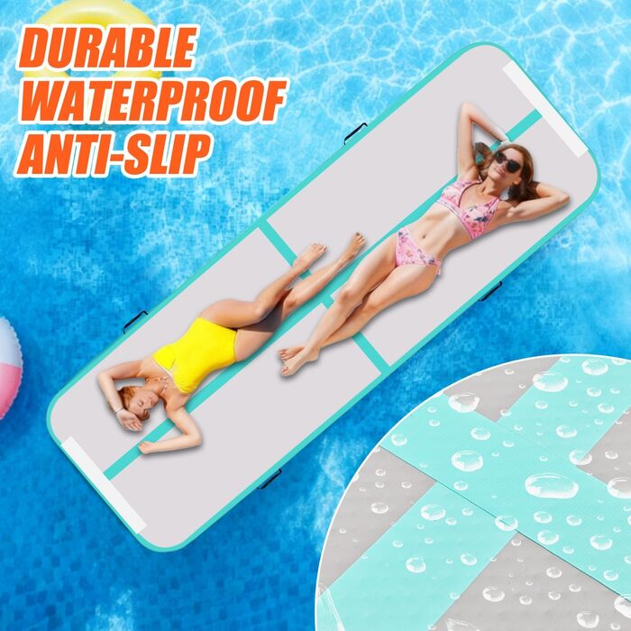 Надувна гімнастична матка Tumble Track, 3м/4м/5м, 10см, антиковзаюча, для дому, спорту, йоги, фітнесу, челедингу, водного спорту (зелена, 300x100x10 см)