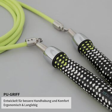 Стрибкове кабель HEREROPE 1/4LB з підшипниками для швидкості, кардіо, боксу та фітнесу. Зручні ергономічні ручки, неплутане кабель Neo-Green M - 2.59м (для зросту 1.65м - 1.73м)