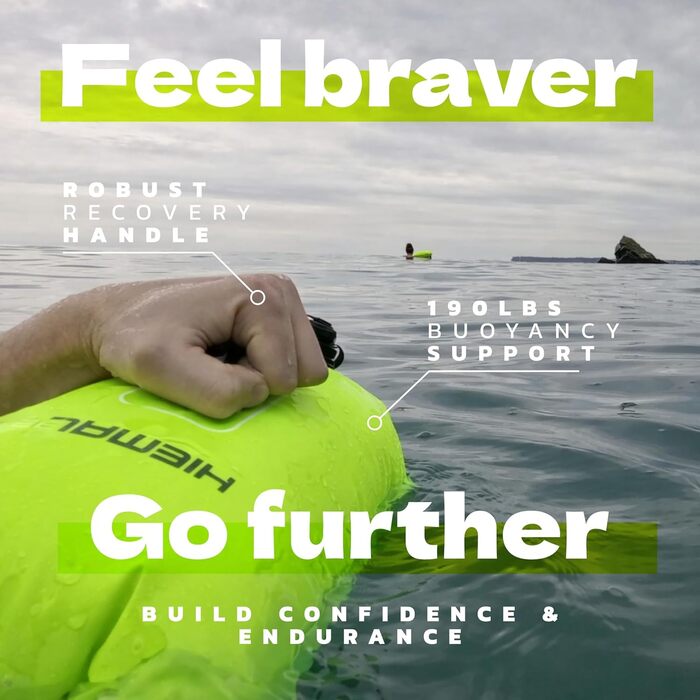 Гідродинамічний буй для відкритої води з герметичним сухим мішком 15 л, водонепроникна плавальна боя з підвищеною видимістю та ручкою, міцний нейлон (Chartreuse)