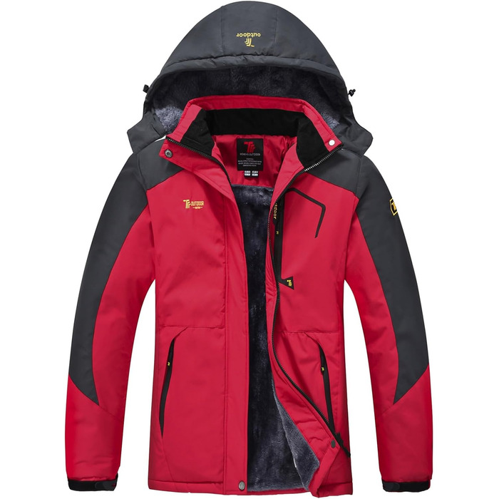 Зимова куртка Rdruko для жінок: водонепроникна, флісова, для сноуборду та гірських походів, яскраво-червона, розмір L