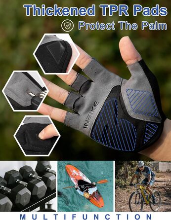 Велосипедні рукавички INBIKE для чоловіків, халявні, літні, ударостійкі, еластичні, дихаючі, світловідбиваючі, IHC215, синій, XL