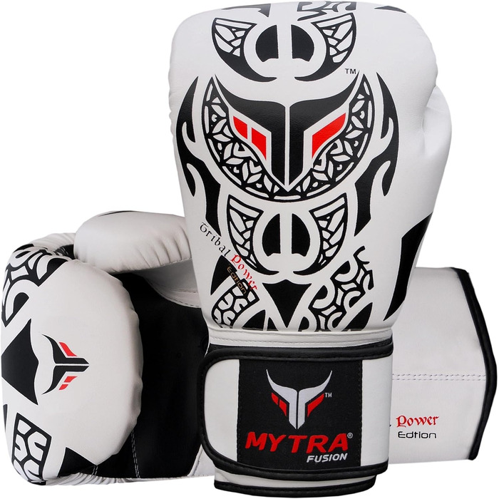 Боксерські рукавички Mytra Fusion 14oz чорні/білі для тренувань, спарингів, ММА, муай-тай, кікбоксингу, чоловічі та жіночі