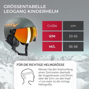 Дитячий лижний шолом Black Crevice Leogang з візором, пілотний стиль, для хлопчиків та дівчат, дихаючий, регульований розмір XXS (48-52 см), матовий сірий/оранжевий