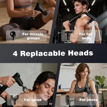 Масажер для м'язів з перкусійною дією (фасціальний пістолет) 3 в 1: для спини, шиї, тіла, з турбо-режимом та подовжувачем