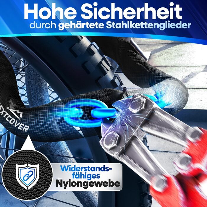 NEXTCOVER® LockOne Замок для велосипеда з ключем I Надійний та міцний ланцюговий замок I Захист від крадіжки, 3 ключі, чорний колір