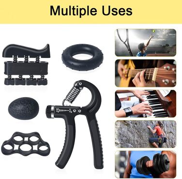 Набір для тренування рук Vicloon (5 шт.): фінгер-тренажер, тренажер зап'ястя, силовий хват, регульований хват, для зняття стресу