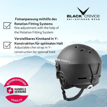 Лижний шолом Black Crevice Gstaad з візором, пілотний стиль, для чоловіків і жінок, полікарбонат, регульований розмір S/M, чорний/синій, дихаючий