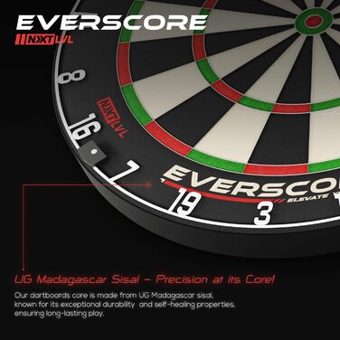 Дартборд Everscore NXT LVL з мадагаскарського сизалю, самовідновлюваний, мінімізує відскоки, Zweifellos