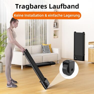 Доріжка для ходьби Lacuffy Raceable, тиха, для дому, до 136 кг, з LCD-дисплеєм і додатком, офісна бігова доріжка з тренуваннями та AI, 80 см, чорна