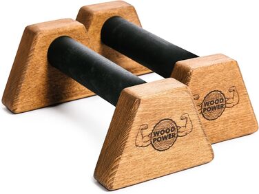 Дерев'яні упори WOODPOWER PowerBars для віджимань і стійки на руках, нековзкі паралетси для каллістеніки, йоги, тренувань вдома та на вулиці, коричневі
