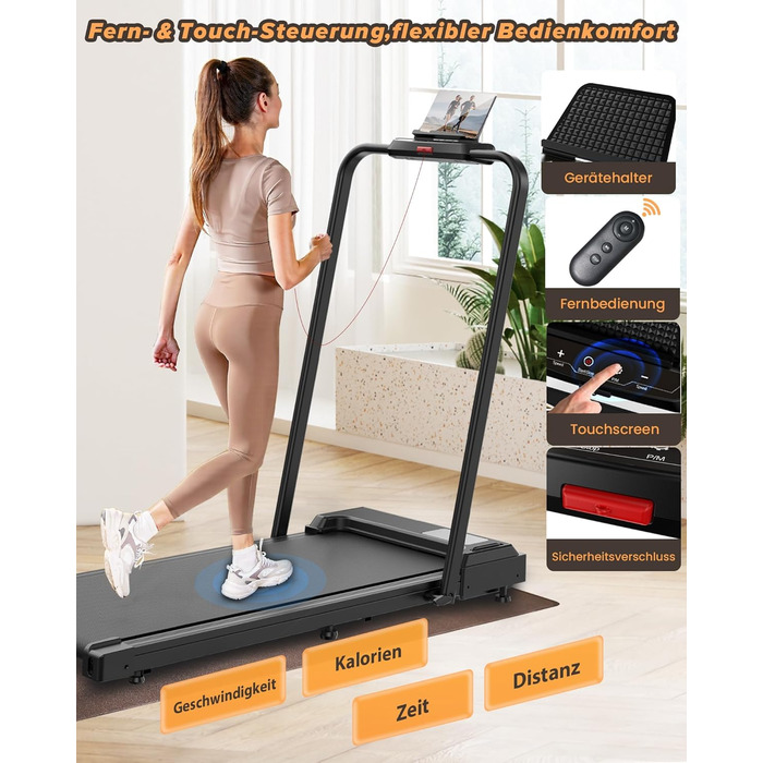 Біговий доріжка для дому складний 2 в 1, Walking Pad з регульованим столом, 1-10 км/год, LED-дисплеєм, пульт дистанційного керування, 2.5 PS, 120 кг, з підлокітниками