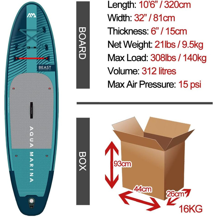 Надувна SUP-дошка Aqua Marina Beast 320 см для плавання