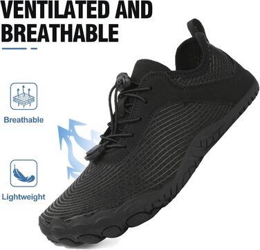 Чоловічі та жіночі аквашузи для плавання та відпочинку на пляжі, швидковисихаючі, з антиковзким покриттям, розмір 35-47, колір чорний