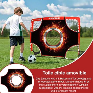 Набір для тренування воріт Kinder Fussballtore 3 в 1 з ціллю, мішенню, конусами та сумкою. Розмір 120x90x90 см. Червоно-чорний, для залу, вулиці та саду.