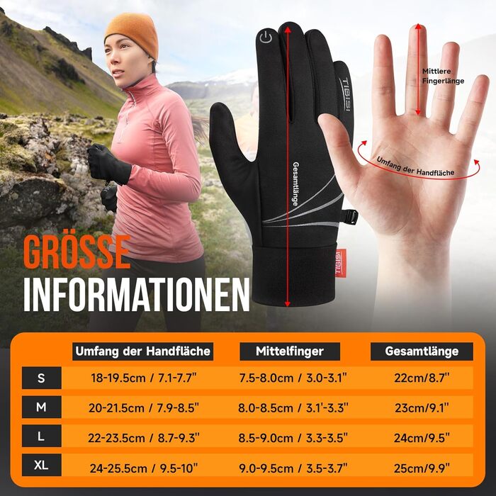 Рукавички PUIOU для чоловіків та жінок, теплі зимові рукавички для велосипеда, спортивні рукавички з сенсорним екраном, чорні (L)