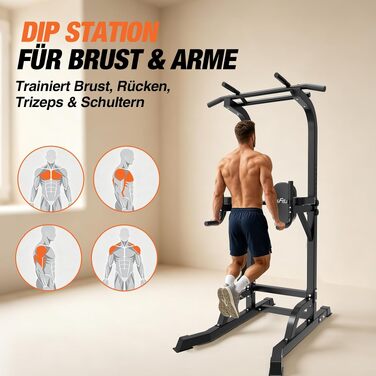 Силовий комплекс DH FitLife Power Tower: турнік, бруси та стійка для віджимань, регульована висота до 222 см, сталевий профіль 50х50 мм, навантаження до 300 кг, тренажер для дому 2026 Pro