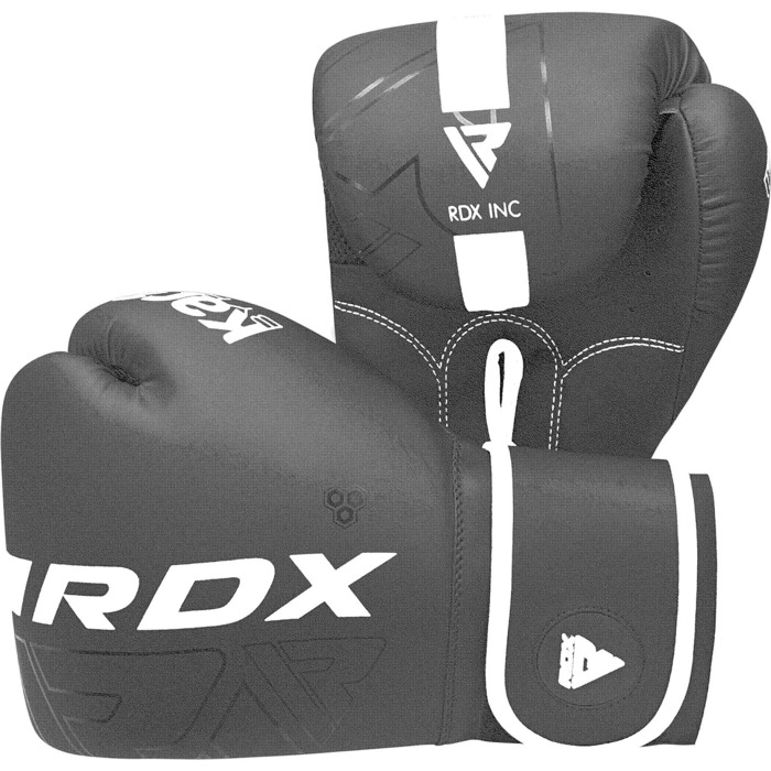 Дитячі боксерські рукавички RDX KARA 6oz для муай-тай, кікбоксингу, спарингу, MMA, з екошкіри Maya Hide, чорні/білі