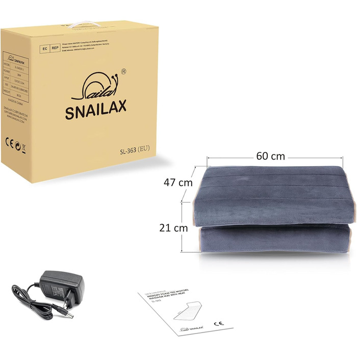 Масажний килимок Snailax з 10 вібраційними моторами та 4 терапевтичними нагрівальними подушками. Зігріваючий масажний килимок для спини та ніг, 175*60*5 см. Чудовий подарунок для чоловіків та жінок