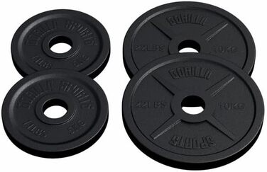 Олімпійські диски для штанги GORILLA SPORTS, чавунні, 1,25-30 кг, 50 мм, набір або окремо