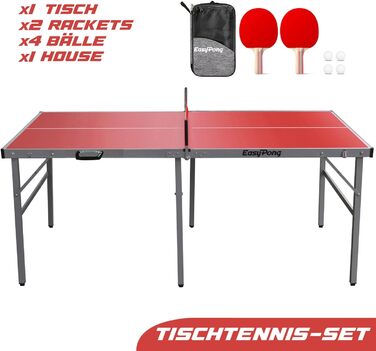Стіл для настільного тенісу EasyPong 182x91 см, преміум якість, для вулиці та приміщення, з ракетками та м'ячами, легкий і стабільний, OriginalCup