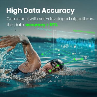 Розумна окуляр для плавання Holoswim 2S AR з фітнес-трекером, чорний