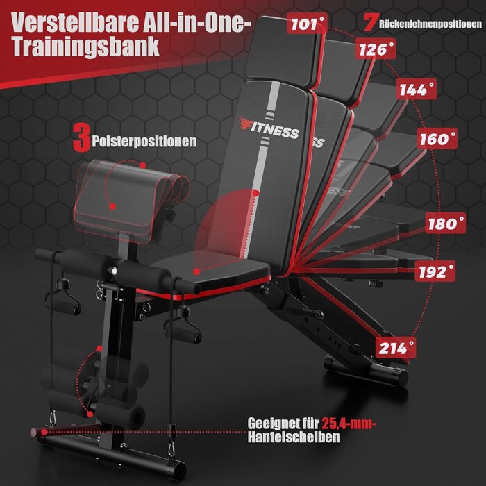 Регульована лава для тренажерного залу вдома, 350кг, складана лава з підніжжям для ніг та упором для преса, нахильна та відкидна лава для дому