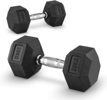 Гантель Technofit Hex 20 кг, шестигранна гумова, для фітнесу та бодібілдингу