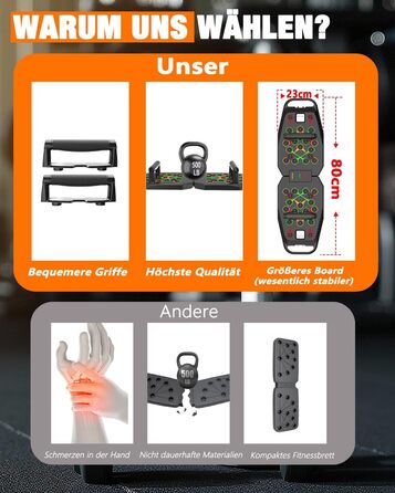 Багатофункціональна дошка для віджимань 20 в 1, складаний тренажер для дому та фітнесу, регульована портативна рама для тренувань (чорна)