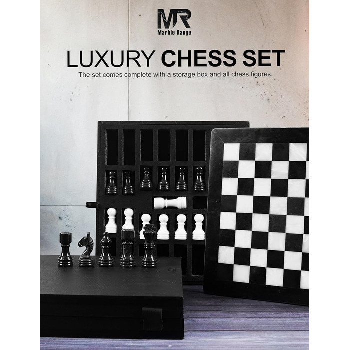 Шаховий набір з мармуру для дорослих, ручної роботи, 32 фігури, 2 додаткові королеви, коробка для зберігання, розкішна подорожна гра, елегантний подарунок для дому (чорний & корал)