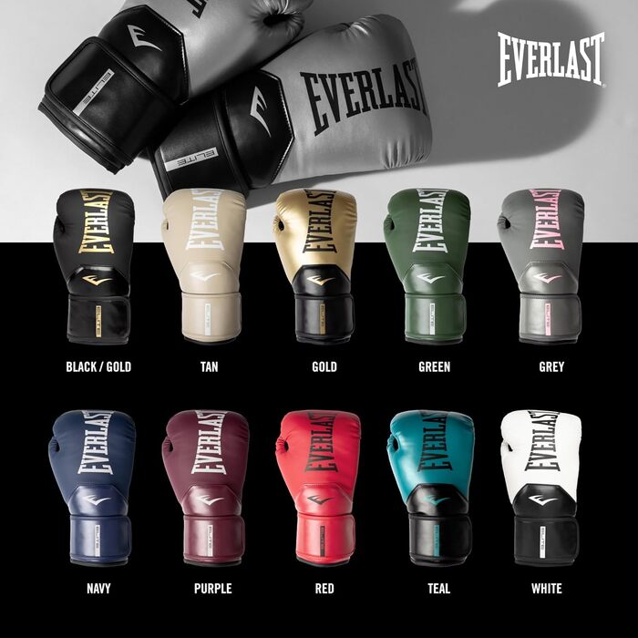 Боксерські рукавички Everlast Elite 2 10oz Gold/Black для спарингу та тренувань, Klettverschluss, ергономічний грифель