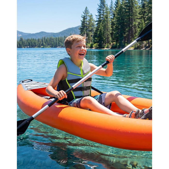 Owntop Світлотехнічна жилетка для плавання, регульована, з трьохточковим ременем безпеки, для дітей та підлітків, жовта (L). Підходить для каякінгу, плавання, риболовлі та снорклінгу.