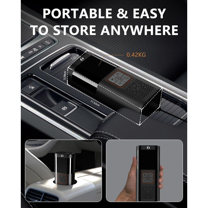 Електричний повітряний насос SERVOMASTER з манометром, 150PSI, LED, для авто, мото, велосипеда та м'ячів (чорно-червоний)