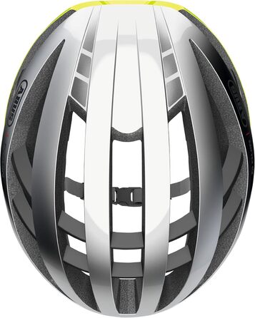 Велошолом ABUS Aventor Quin з датчиком аварій та SOS-сповіщенням, для дорослих, розмір L (57-61 см), жовтий/сріблястий, для шосейного велосипеда