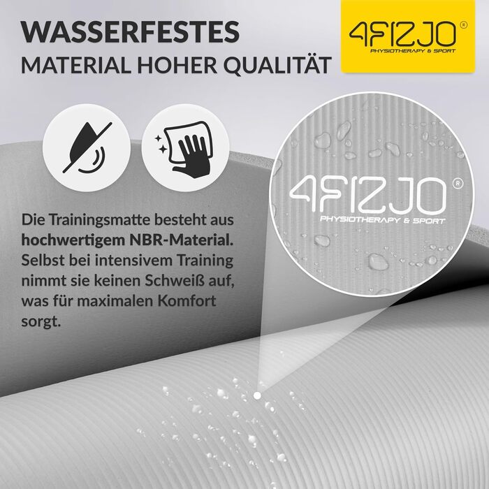 Фітнес-мат 4FIZJO 180x60 см, сірий, 1 см - килимок для йоги, пілатесу та спорту з ременем